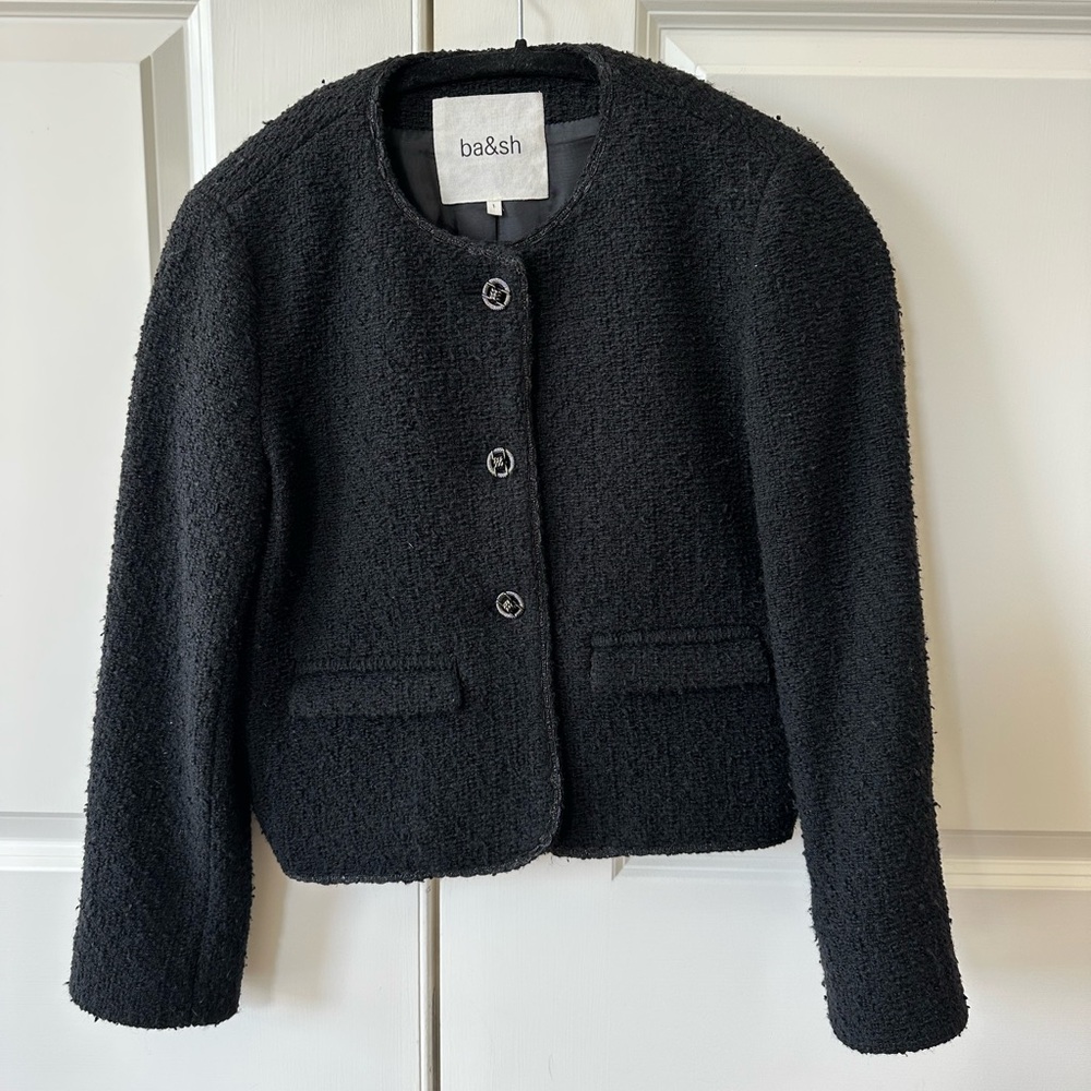 ba&sh black boucl'e jacket